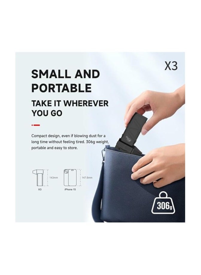 سکیلو مروحة بوكيت جيت فان ميني توربو جيت - مروحة X3 مطورة عالية السرعة بسرعة 130,000 دورة في الدقيقة، تصميم فائق الصغر، محرك مدمج بدون فرشاة، تدفق هواء توربو قوي (أسود) - Image 3