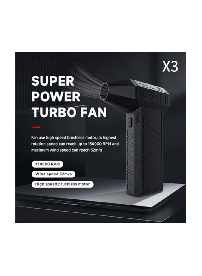 سکیلو مروحة بوكيت جيت فان ميني توربو جيت - مروحة X3 مطورة عالية السرعة بسرعة 130,000 دورة في الدقيقة، تصميم فائق الصغر، محرك مدمج بدون فرشاة، تدفق هواء توربو قوي (أسود) - Image 2