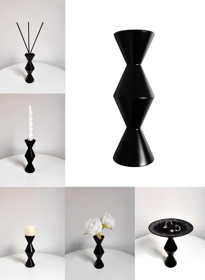 WooFree 1 PCS Multi-functional Black Candle Holder with Aromatherapy Tube Bottle Modern Decorative Fitting - Image 1