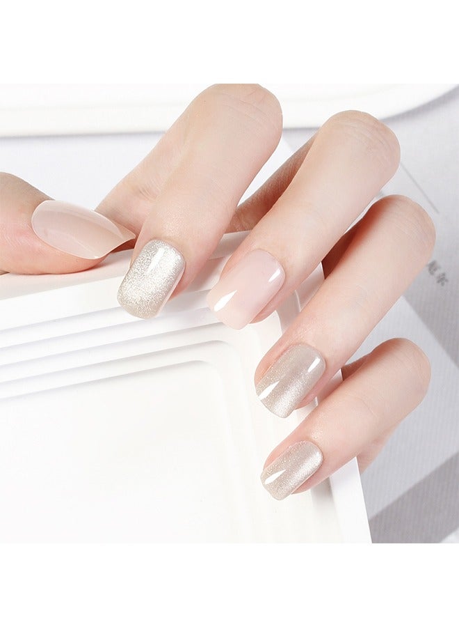 Beyond 24 Pcs Cat's Eye False Nails, French False Acrylic Gel Nail, No Fade Solid Color Full Cover DIY Nail (Pink) - Image 4