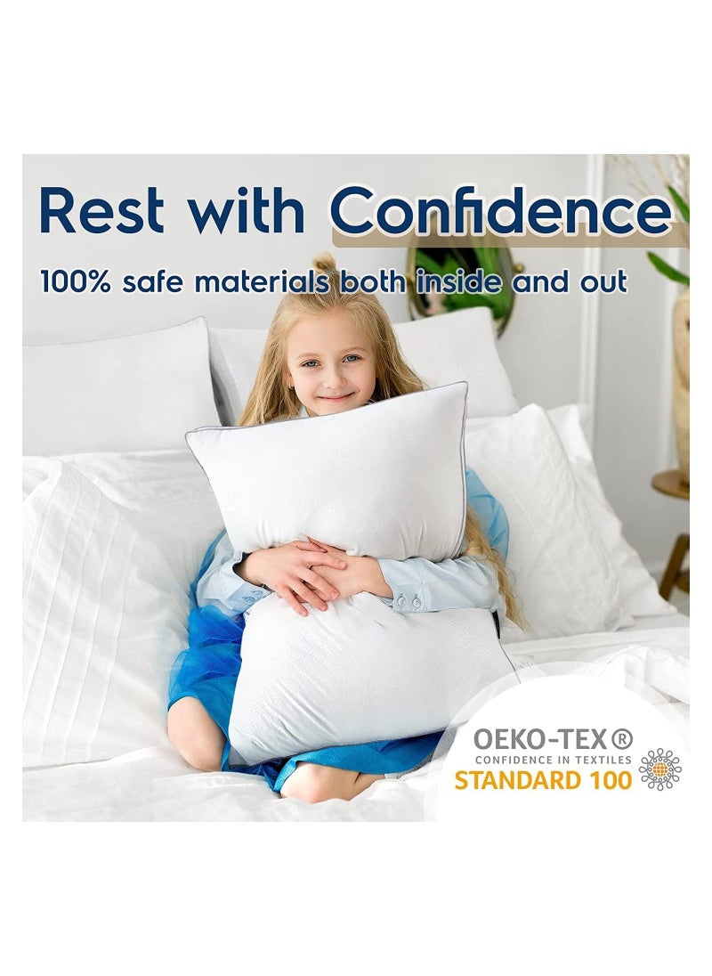 FABTEX 2-Piece Pillow Set – Premium Quality, Queen Size 20x30 inches, White, Soft & Supportive for Back and Side Sleepers