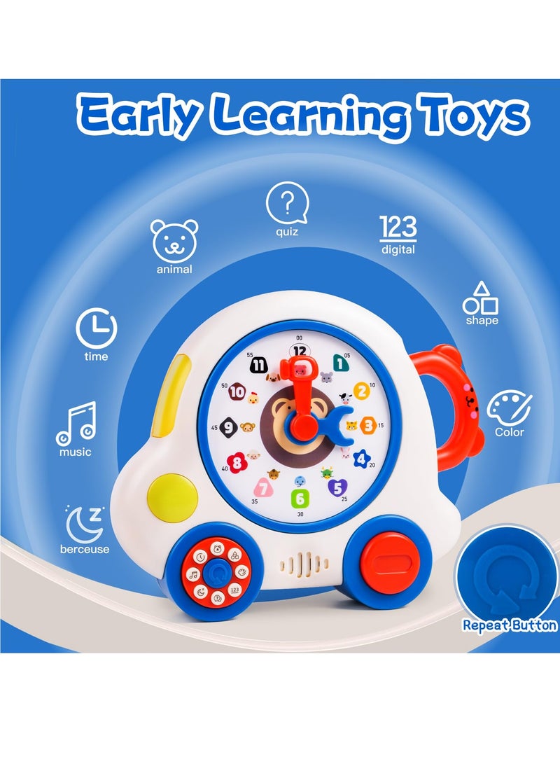 Excefore Early Learning Musical Toys Teaching Clock Toy for Kids, Time Number Puzzle Learning Toy Teaching Clocks, Suitable for 1 2 3 Year Old Boys Girls - Image 3