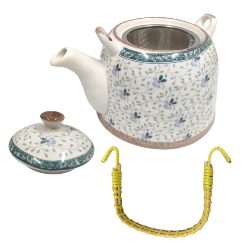Purpledip Ceramic Kettle 'Serenity': Large 850 ml Tea Coffee Pot, Steel Strainer Included (10731) - Image 4