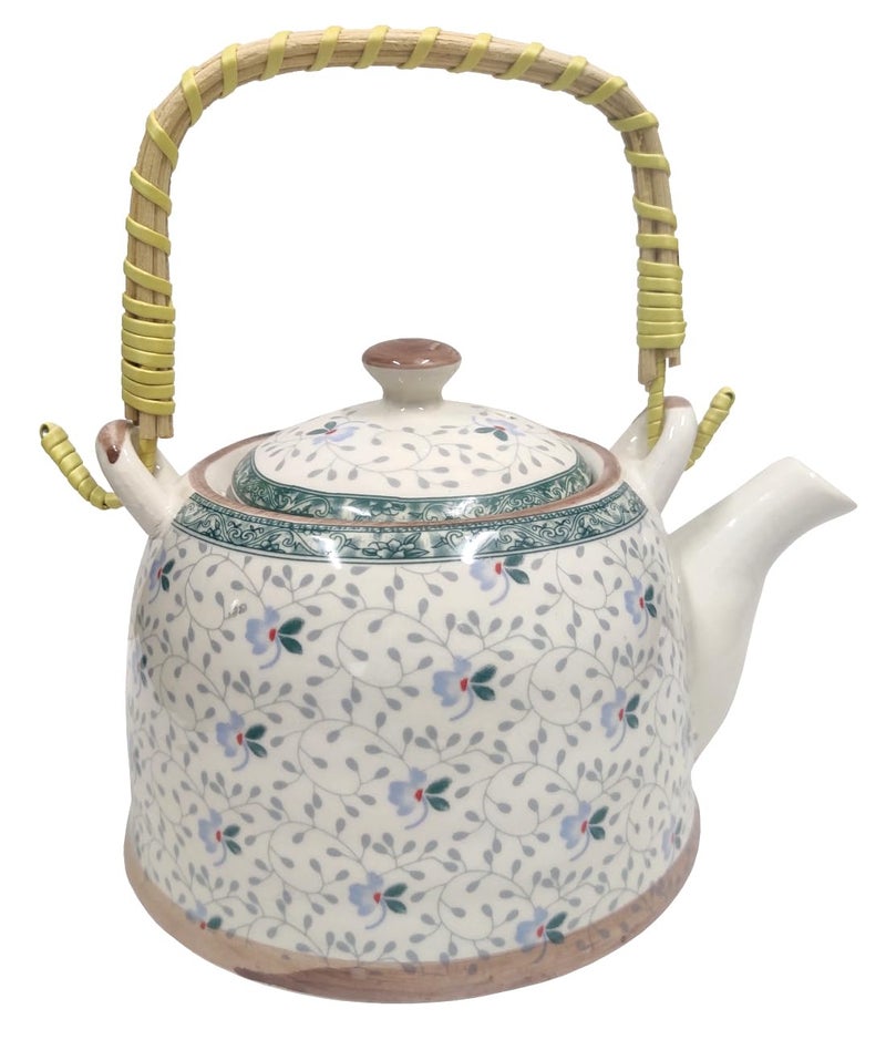 Purpledip Ceramic Kettle 'Serenity': Large 850 ml Tea Coffee Pot, Steel Strainer Included (10731) - Image 2