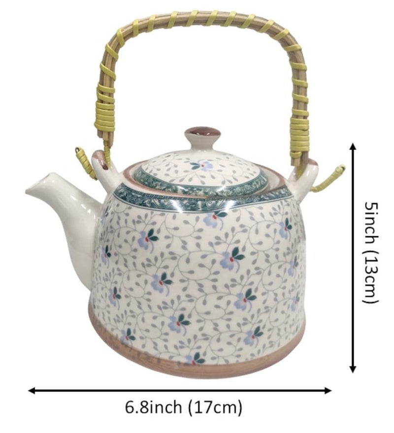 Purpledip Ceramic Kettle 'Serenity': Large 850 ml Tea Coffee Pot, Steel Strainer Included (10731) - Image 5