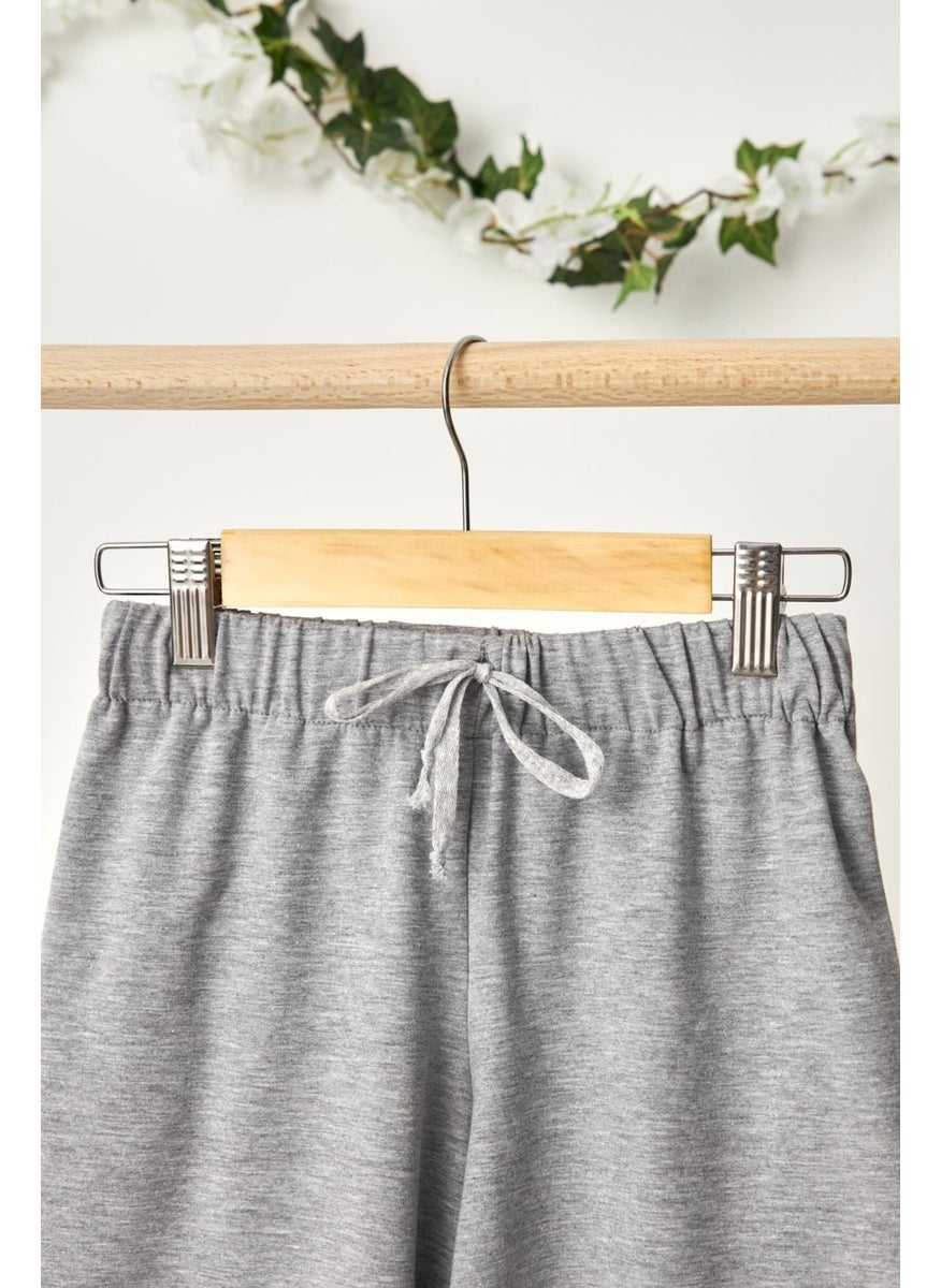 Babygiz Gray Boy's Lace-Up Elastic Pocketed Soft Comfortable Lightweight 100% Cotton Combed Cotton Shorts  - Image 3