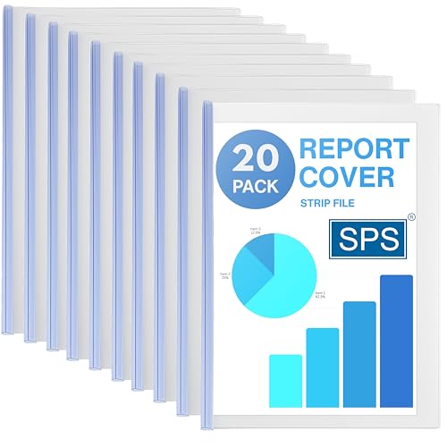 SPS Plastic Strip File Folder - Transparent A4 Sliding Bar Report Covers - Pack of 20 - Image 1