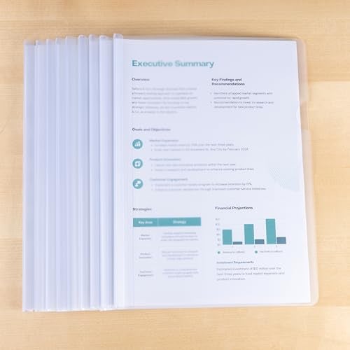 SPS Plastic Strip File Folder - Transparent A4 Sliding Bar Report Covers - Pack of 20 - Image 3