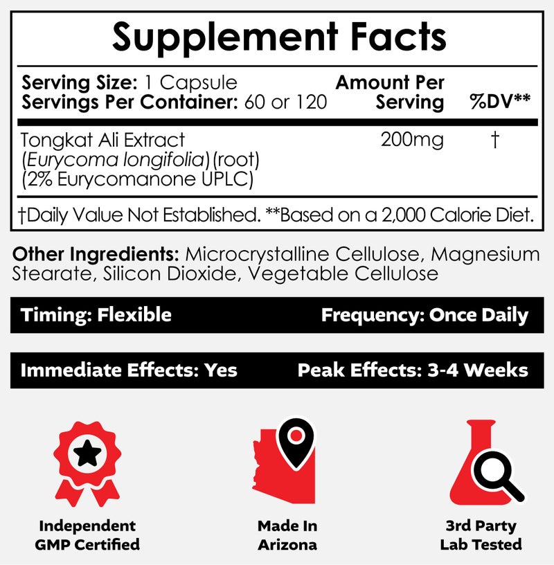 Nootropics Depot Tongkat Ali Extract Capsules | 200mg | 60 Count | 2% Eurycomanone by HPTLC | Eurycoma longifolia Root Extract - Image 2
