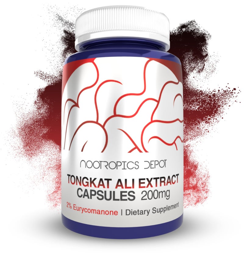 Nootropics Depot Tongkat Ali Extract Capsules | 200mg | 60 Count | 2% Eurycomanone by HPTLC | Eurycoma longifolia Root Extract - Image 1