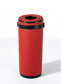 CARONIC 1 Pcs Cylinder Tissue Box for Car, Leather Tissue Box Holder ,Car Interior Leather Tissue Cup Maroon  - Image 1