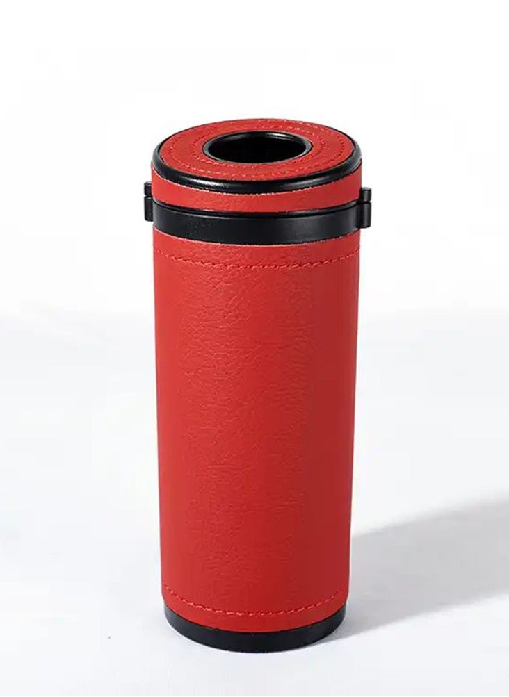 CARONIC 1 Pcs Cylinder Tissue Box for Car, Leather Tissue Box Holder ,Car Interior Leather Tissue Cup Maroon  - Image 1