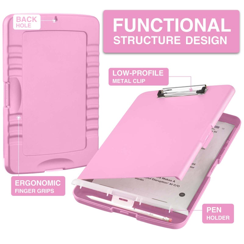 Sooez Clipboard with Storage, Clip Board 8.5 x 11 with Pen Holder, Plastic Organization Case Box for Letter Legal A4 Size Paper, Low Profile Clip, Nurses Teachers Must Haves, School & Office Supplies - Image 2
