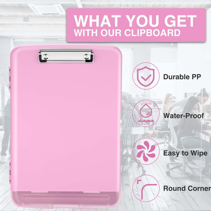 Sooez Clipboard with Storage, Clip Board 8.5 x 11 with Pen Holder, Plastic Organization Case Box for Letter Legal A4 Size Paper, Low Profile Clip, Nurses Teachers Must Haves, School & Office Supplies - Image 4