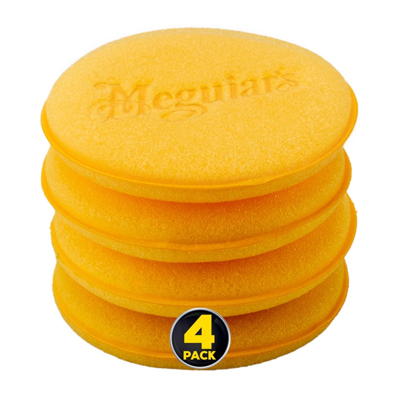 Meguiar's 4" Foam Applicator Pads, 4 Count - Ultra-Soft Hand Applicators with a Tight-Cell Foam Construction for a Smooth Application of Waxes, Polishes, Tire Dressing, Protectants and More, 4 Pack - Image 1