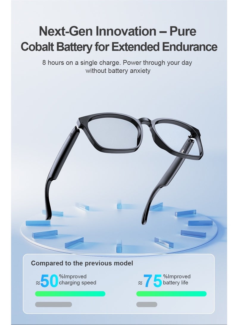 Egolav AI-powered smart glasses with three lens color options, Bluetooth connectivity and long battery life. Perfect for meetings, listening to music, and hands-free calls while driving. Equipped with AI voice assistant, it is waterproof and dustproof, and supports 150 language translation. These versatile touch audio smart glasses make a great gift for business partners, friends, family and classmates during the holidays (black). - Image 3