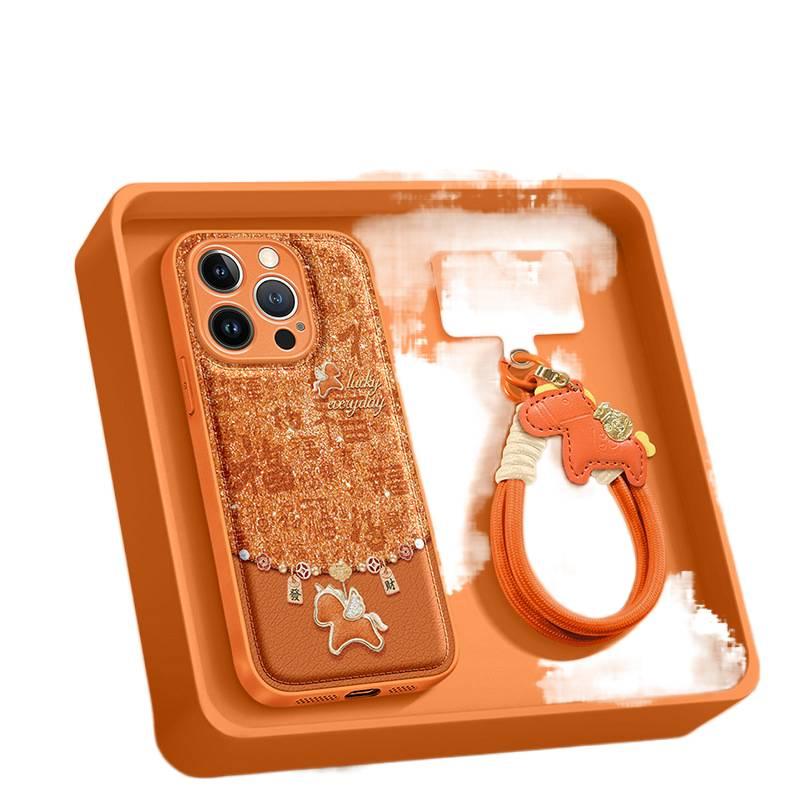 غطاء واقي بAcrylic لـ Redmi K80 Ultra باللون Gold من الأكريليك مع حبل تعليق ونقشة حصان صغير مع مقاوم للصدمات مع مقاوم للخدش عملي للاستخدام المتكرر خفيف الحمل للهدايا - Image 2