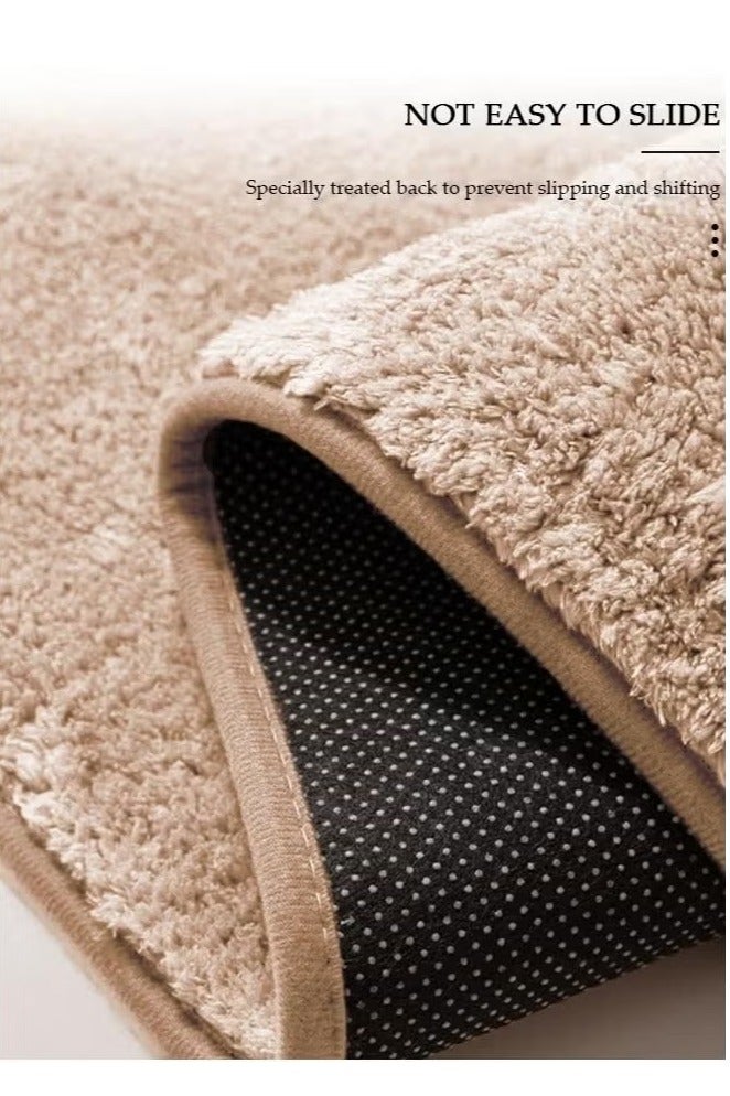 3 Piece Super Soft and Fluffy Microfiber Absorbent Solid Bathroom Rug Set with Rubber Backing Includes Non-Slip Bath Rug, Contour Mat, and Toilet Lid Cover - Image 5