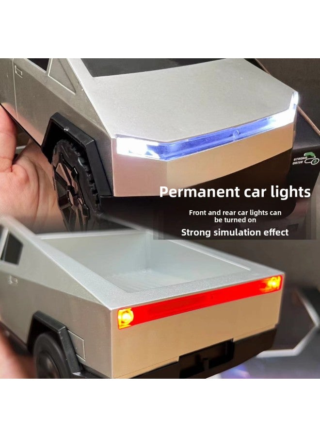 Tesla Remote Control Car Simulation Pickup Truck Electric Racing Fall-resistant Pickup Truck Car Model Children's Toy Car-Color:Tesla Silver Pickup Truck 1 Set Of Lithium Batteries  - Image 5
