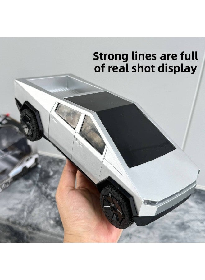 Tesla Remote Control Car Simulation Pickup Truck Electric Racing Fall-resistant Pickup Truck Car Model Children's Toy Car-Color:Tesla Silver Pickup Truck 1 Set Of Lithium Batteries  - Image 4
