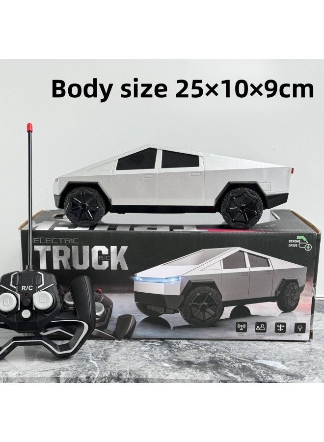 Tesla Remote Control Car Simulation Pickup Truck Electric Racing Fall-resistant Pickup Truck Car Model Children's Toy Car-Color:Tesla Silver Pickup Truck 1 Set Of Lithium Batteries  - Image 3
