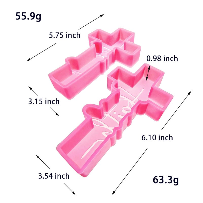 MUBYOK (300 Design Optional) MUBYOK M520 2 PCS Cross Set Silicone Freshie Mold for Baking Aroma Beads Car Freshie Supplies - Image 2