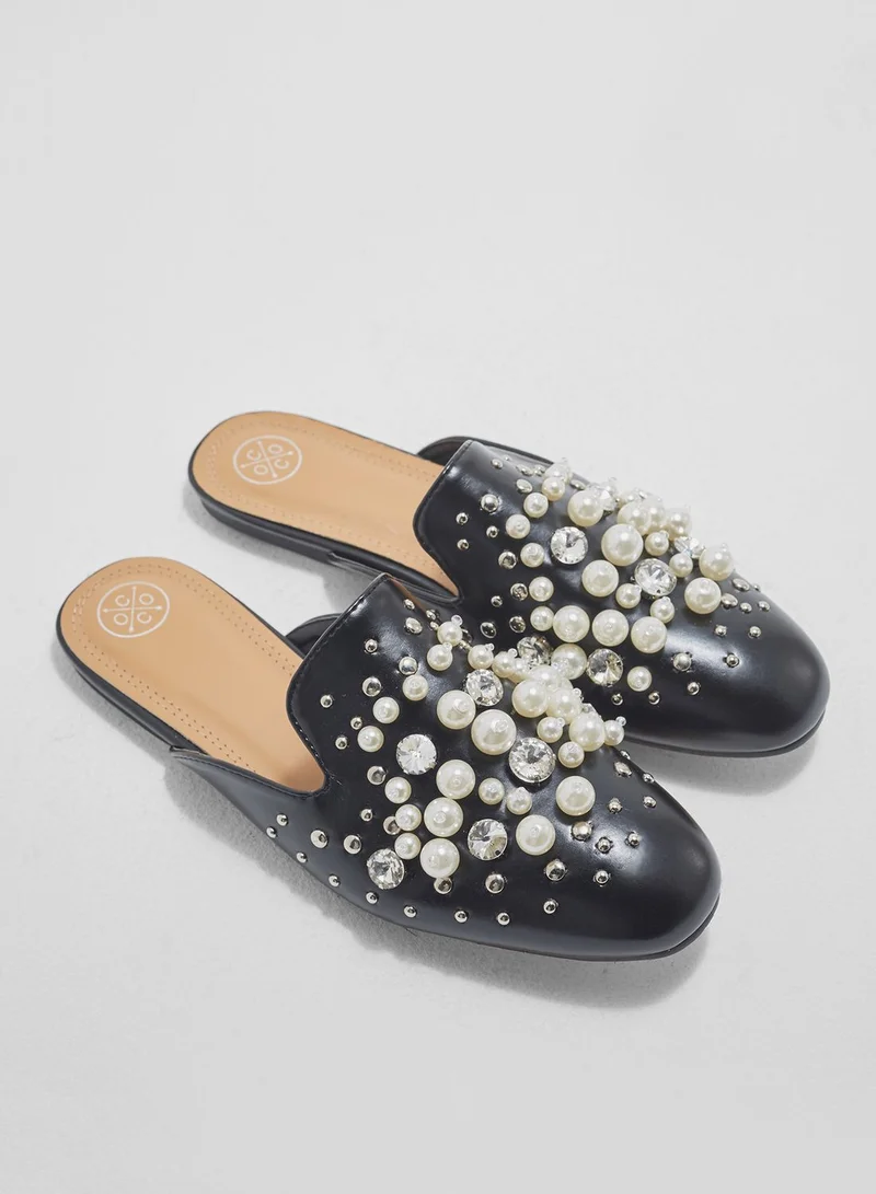 Coco Alexis Pearl and Stone Studded Slip On