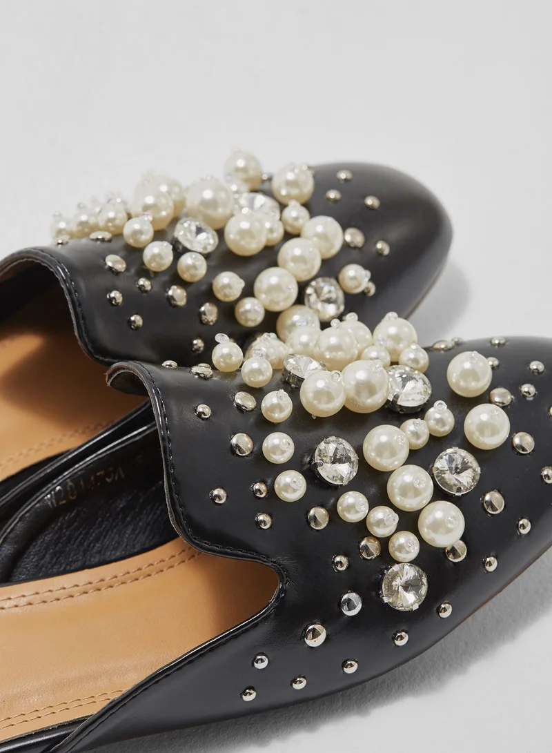 Coco Alexis Pearl and Stone Studded Slip On