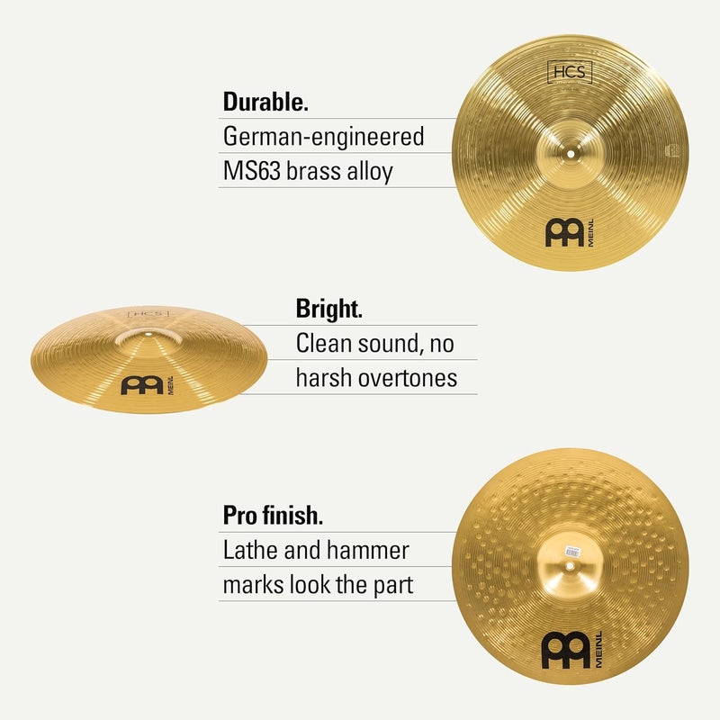 Meinl Percussion Meinl Cymbals 18" Crash/Ride - HCS Traditional Finish Brass for Drum Set, Made in Germany - Image 5
