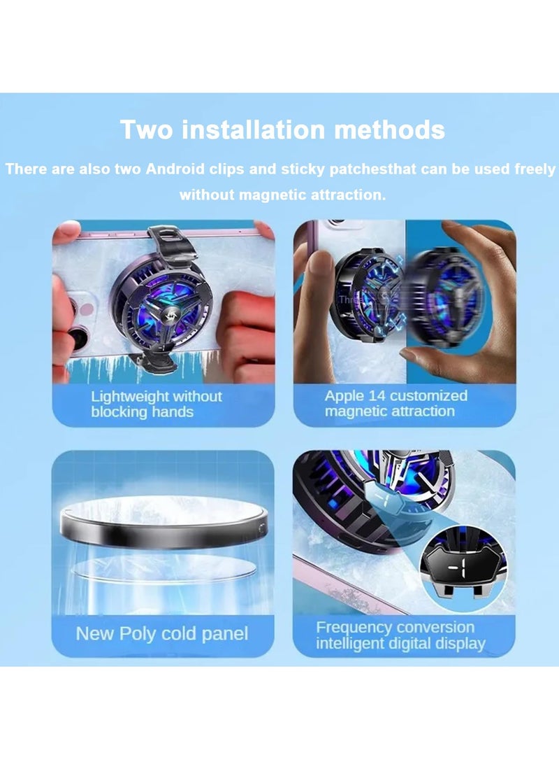 Generic - Mobile Phone Cooling Pad, Magnetic Mobile Phone Cooler with Semiconductor Cooling Chip, Universal USB Desktop Fan, Suitable for Android/Tablet/iPad 【Gaming Digital Screen + Clip + E-Sports Game Lumi - Image 1