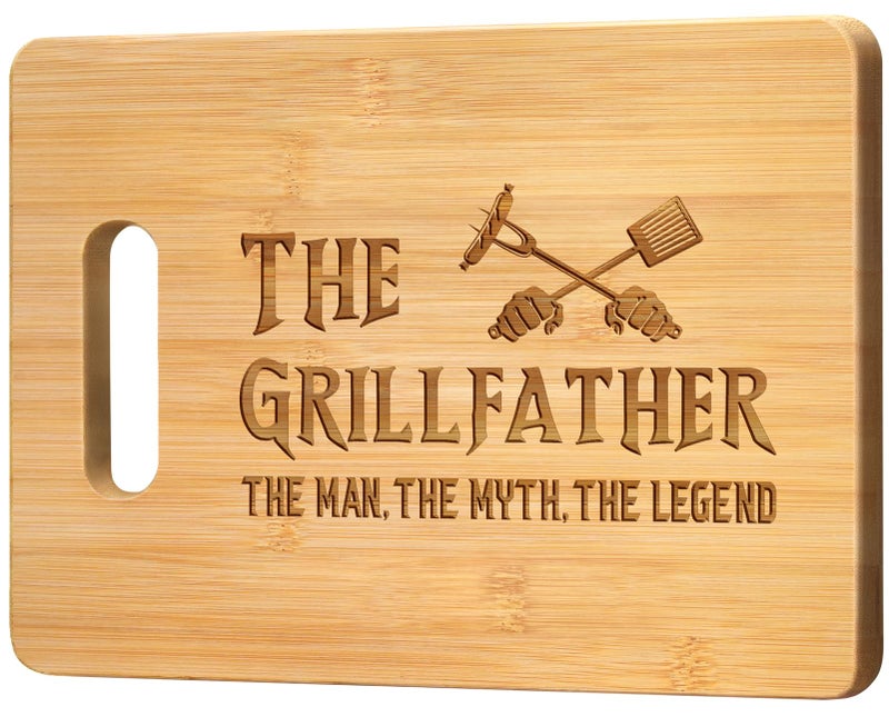 Pandasch Dad Birthday Gifts Unique Dad Gifts from Daughter Son Kids Father Birthday Present Best Dad Ever Gift Engraved Bamboo Cutting Board The Grillfather The Man The Myth