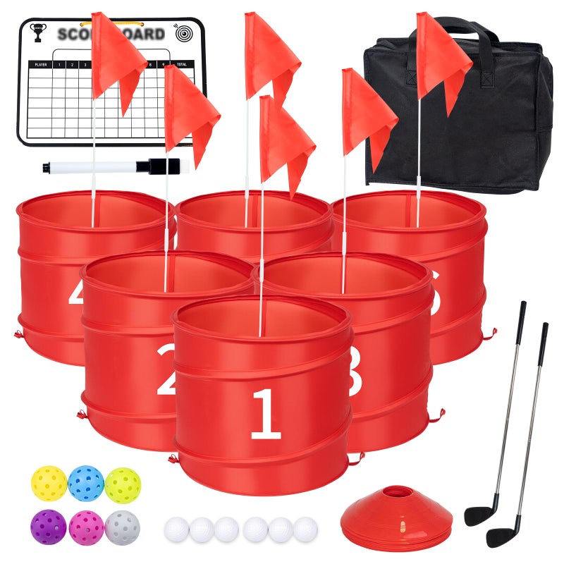 WodGod 6 Pcs Backyard Golf Outdoor Game with 2 ClubsOutdoor Golf Yard Game for Practice Golf Chipping Game for Adults and FamilyBeachCampingLawmPark - Image 2