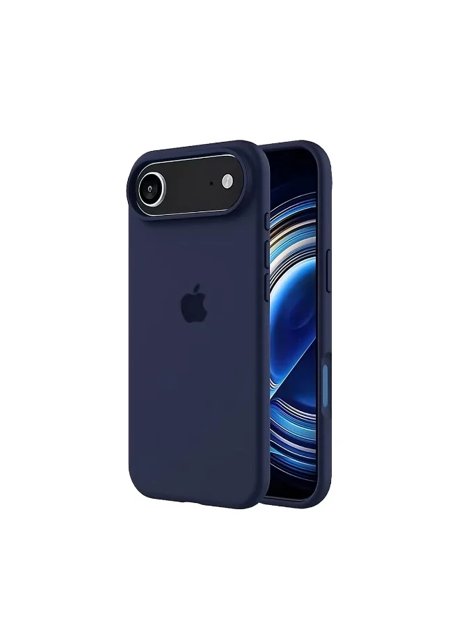 موبكوس جراب Mobcos iPhone 17 Air الفاخر المصنوع من السيليكون والمزود بشعار أزرق داكن وشحن لاسلكي مغناطيسي | ملمس ناعم كالحرير | حماية مقاومة للصدمات بمعايير عسكرية | توافق مغناطيسي قوي | غطاء أنيق ونحيف