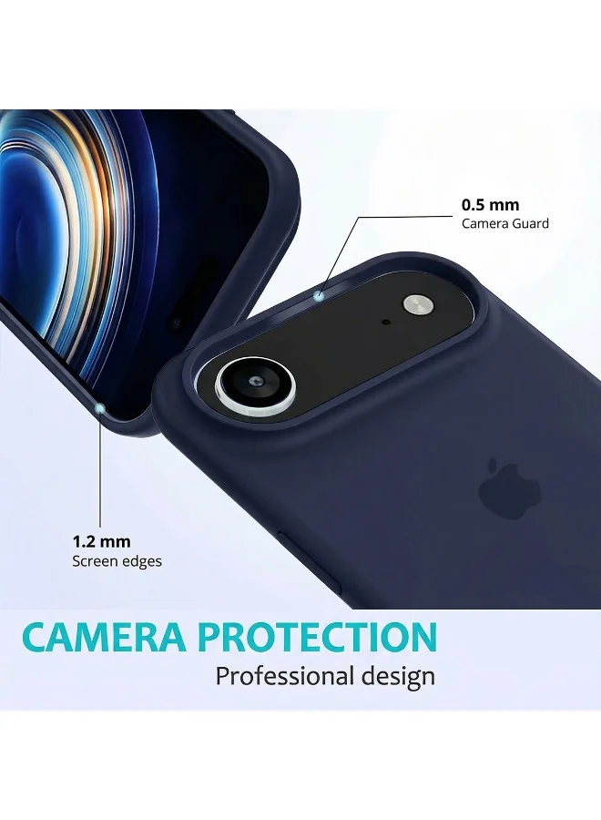 Mobcos Mobcos iPhone 17 Air Dark Blue Elite Logo Mobcos iPhone 17 Air Dark Blue Elite Logo Premium Silicone Magnetic Wireless Charging Case for iPhone | Silky Soft Touch | Military-Grade Shockproof Protection | Strong Magnetic Compatibility | Luxury Slim Cover  | Best Price UAE