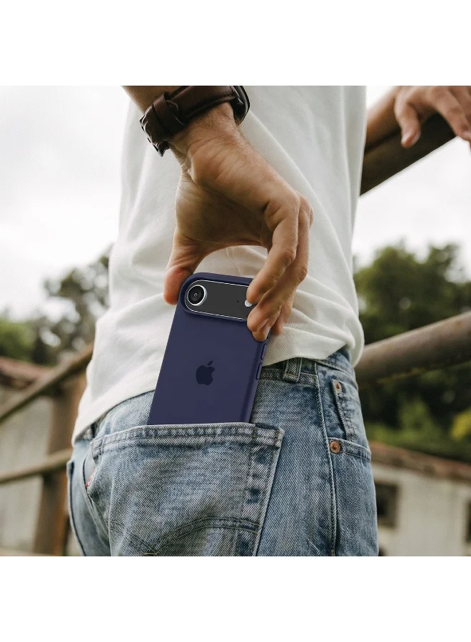 Mobcos Mobcos iPhone 17 Air Dark Blue Elite Logo Mobcos iPhone 17 Air Dark Blue Elite Logo Premium Silicone Magnetic Wireless Charging Case for iPhone | Silky Soft Touch | Military-Grade Shockproof Protection | Strong Magnetic Compatibility | Luxury Slim Cover  | Best Price UAE