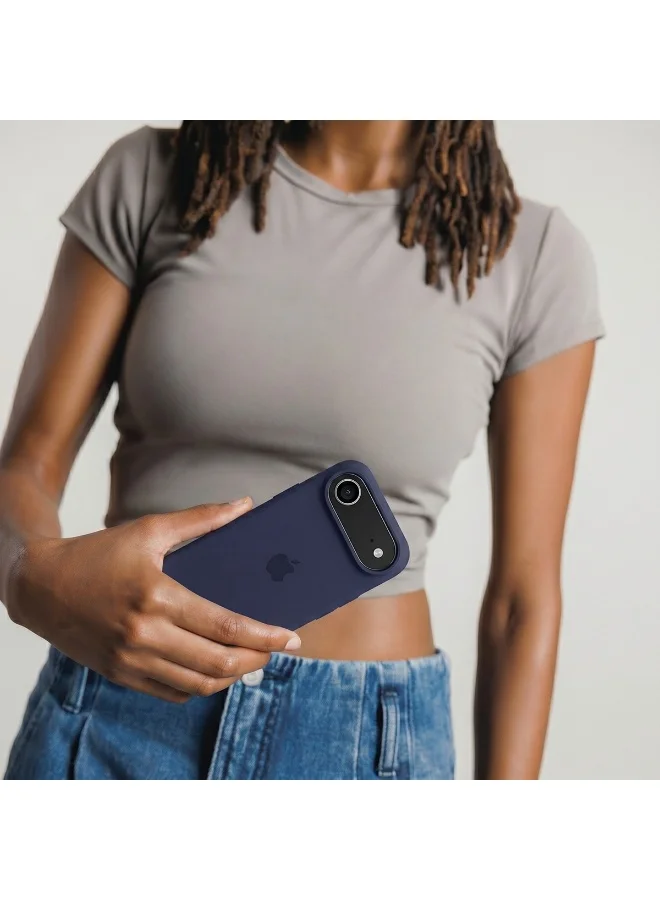 Mobcos Mobcos iPhone 17 Air Dark Blue Elite Logo Mobcos iPhone 17 Air Dark Blue Elite Logo Premium Silicone Magnetic Wireless Charging Case for iPhone | Silky Soft Touch | Military-Grade Shockproof Protection | Strong Magnetic Compatibility | Luxury Slim Cover  | Best Price UAE