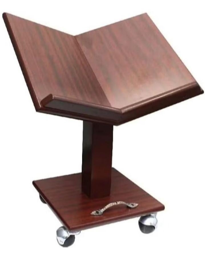 فيرونا حامل المصحف  القران الكريم خشبي متحرك مزود بعجلات لون بني