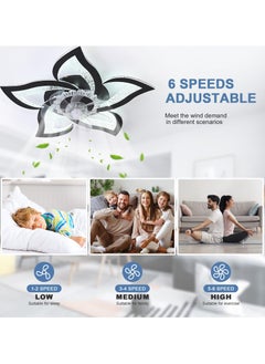 Ganeed Ceiling Fan with Lights Remote Control, Black Personalized Ceiling Fan with Light, 6 Speeds 3 Light Color Flush Mount Ceiling Fan for Kitchen Bedroom  - Image 2