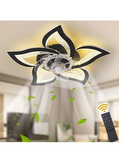 Ganeed Ceiling Fan with Lights Remote Control, Black Personalized Ceiling Fan with Light, 6 Speeds 3 Light Color Flush Mount Ceiling Fan for Kitchen Bedroom  - Image 1