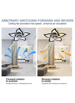 Ganeed Ceiling Fan with Lights Remote Control, Black Personalized Ceiling Fan with Light, 6 Speeds 3 Light Color Flush Mount Ceiling Fan for Kitchen Bedroom  - Image 5