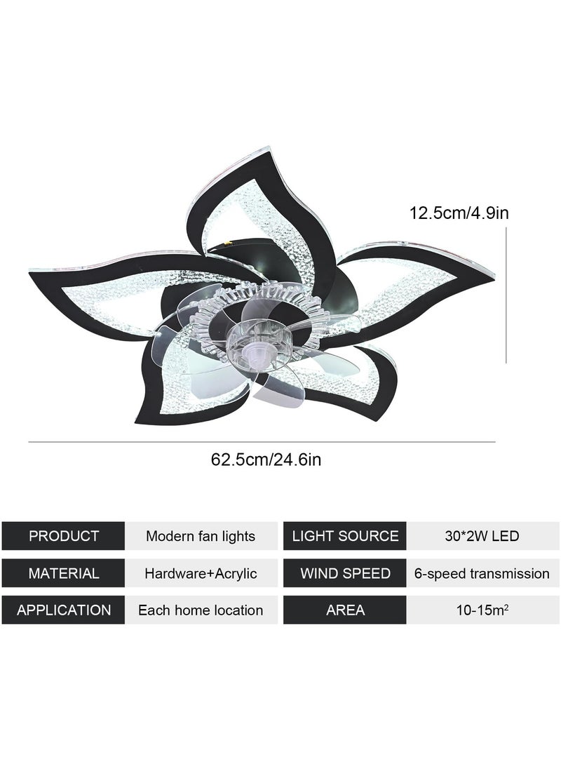 Ganeed - Ceiling Fan with Lights Remote Control, Black Personalized Ceiling Fan with Light, 6 Speeds 3 Light Color Flush Mount Ceiling Fan for Kitchen Bedroom - Image 1