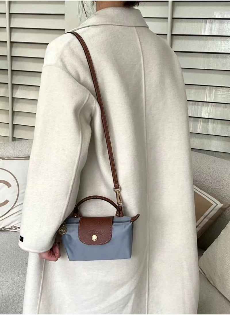 Longchamp - Women's Mini Makeup Bag, Handbag, Shoulder Bag Steel Grey Classic - Image 1