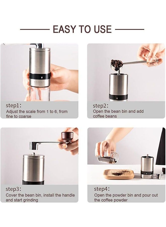 Manual Coffee Grinder 6 Gears Adjustable Coarseness Conical Ceramic  Grinder for Espresso French Press and Pour Over Portable Hand Crank - Image 4