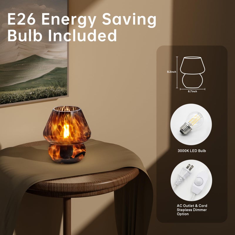 Dawnwake Mushroom Lamp Small Lamp Table Lamp for Bedroom, Desk Bedside Lamps for Living Room,Mushroom Decor Cute Mini Modern Mid Century Lamps for Night Stands,Aesthetic Home Living Room Decor(Black) - Image 3