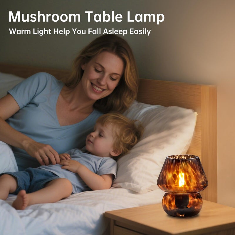 Dawnwake Mushroom Lamp Small Lamp Table Lamp for Bedroom, Desk Bedside Lamps for Living Room,Mushroom Decor Cute Mini Modern Mid Century Lamps for Night Stands,Aesthetic Home Living Room Decor(Black) - Image 4