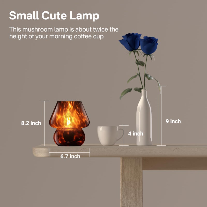 Dawnwake Mushroom Lamp Small Lamp Table Lamp for Bedroom, Desk Bedside Lamps for Living Room,Mushroom Decor Cute Mini Modern Mid Century Lamps for Night Stands,Aesthetic Home Living Room Decor(Black) - Image 5