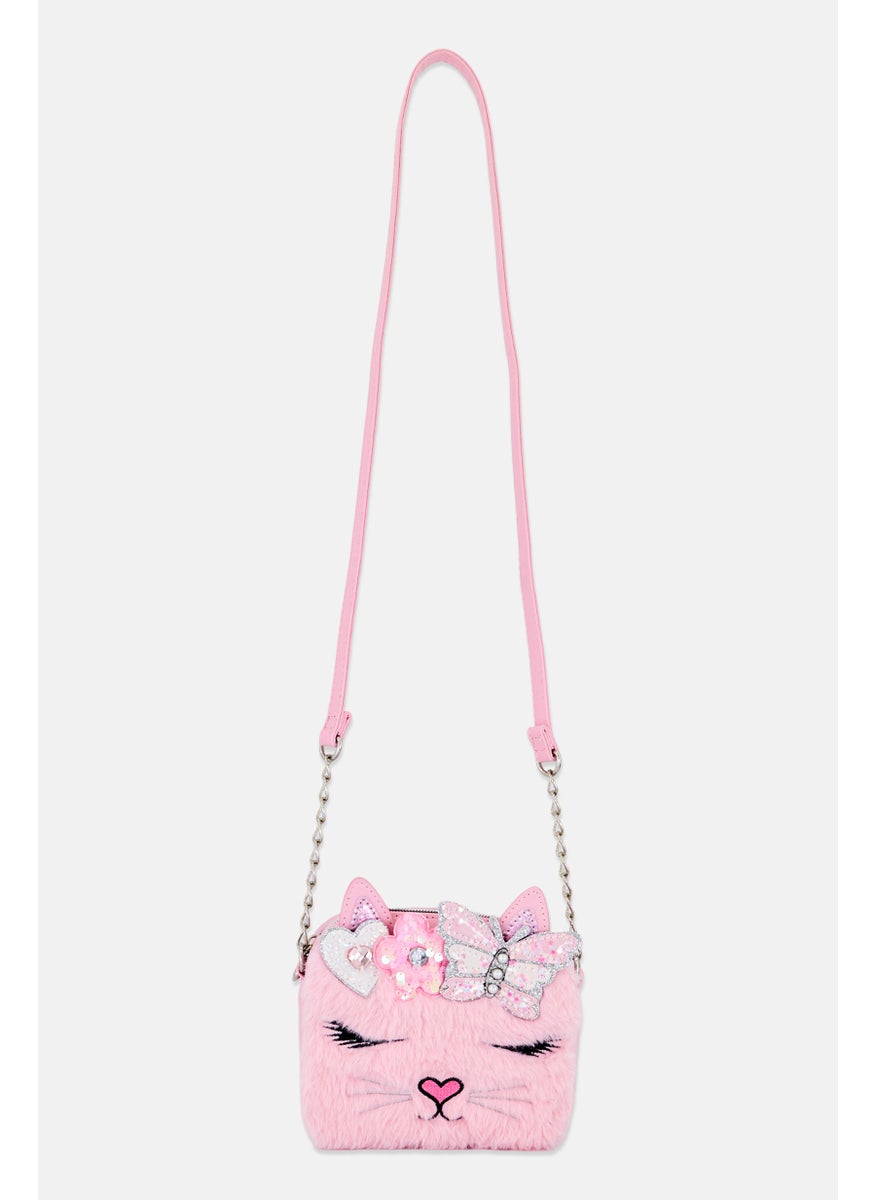 Miss Gwen's OMG Kids Girl Bella Faux Fur Cross Body Bag, Pink  - Image 1