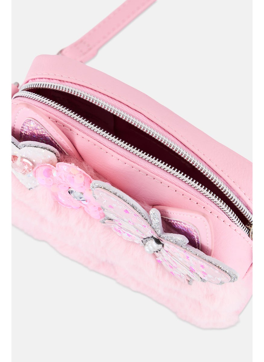 Miss Gwen's OMG Kids Girl Bella Faux Fur Cross Body Bag, Pink  - Image 3