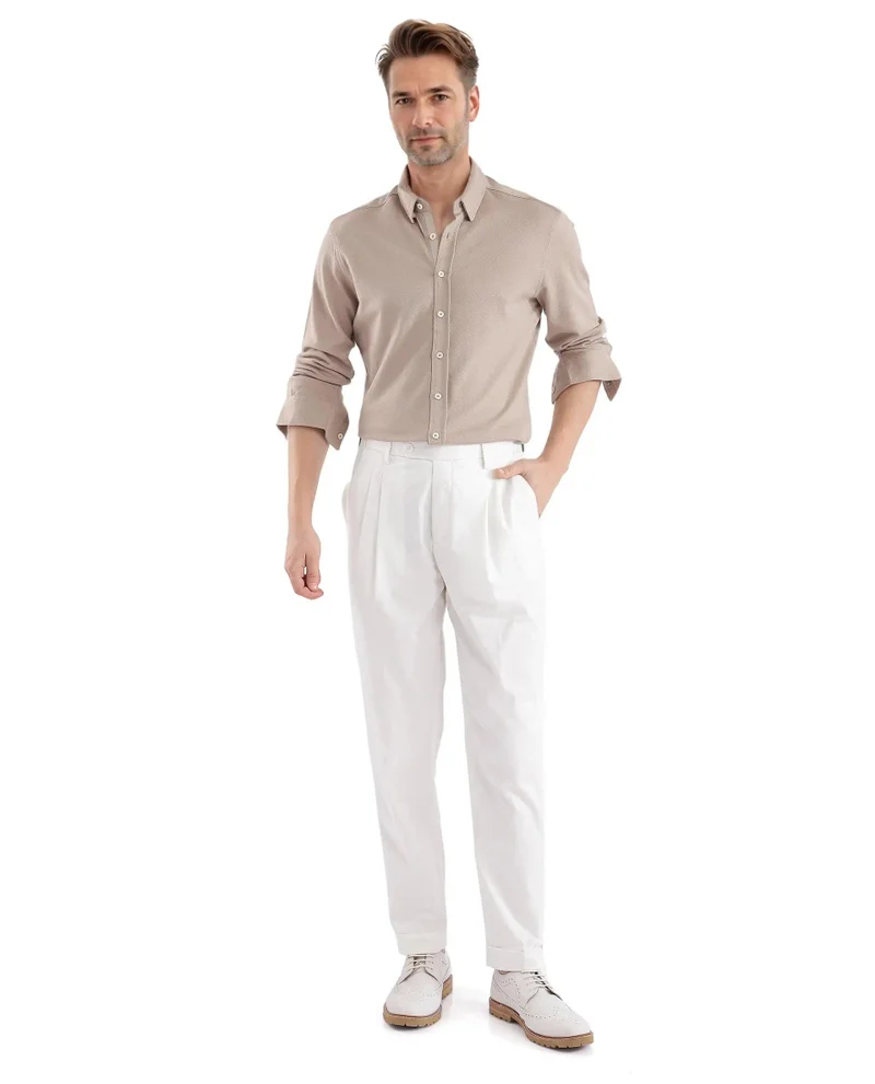 Rare Rabbit Men's Regular Fit Pleated Solid Trousers