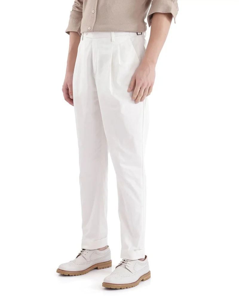 Rare Rabbit Men's Regular Fit Pleated Solid Trousers